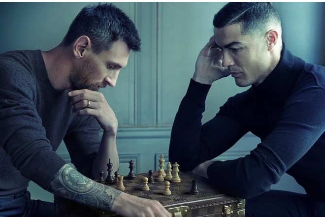 Bức ảnh đánh cờ thế kỷ giữa Lionel Messi và Ronaldo gây sốt toàn cầu 1 thời